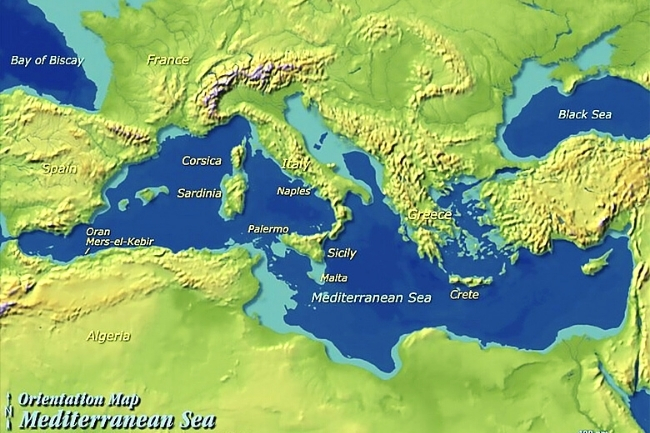 Mapa do Mar Mediterraneo
