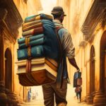 Definindo resenhas - I 43 Carregador de livros resenhados em cenario bucolico IFNMIA Gencraft Inteligência Artificial